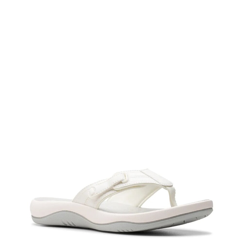 Clarks Sunmaze Sandal Women's Us 8 White Round Toe Hook-And-Loop Slip-On Gal841